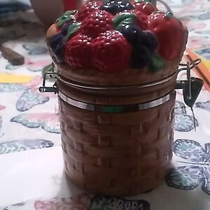 Berries in a Basket Lidded Jar